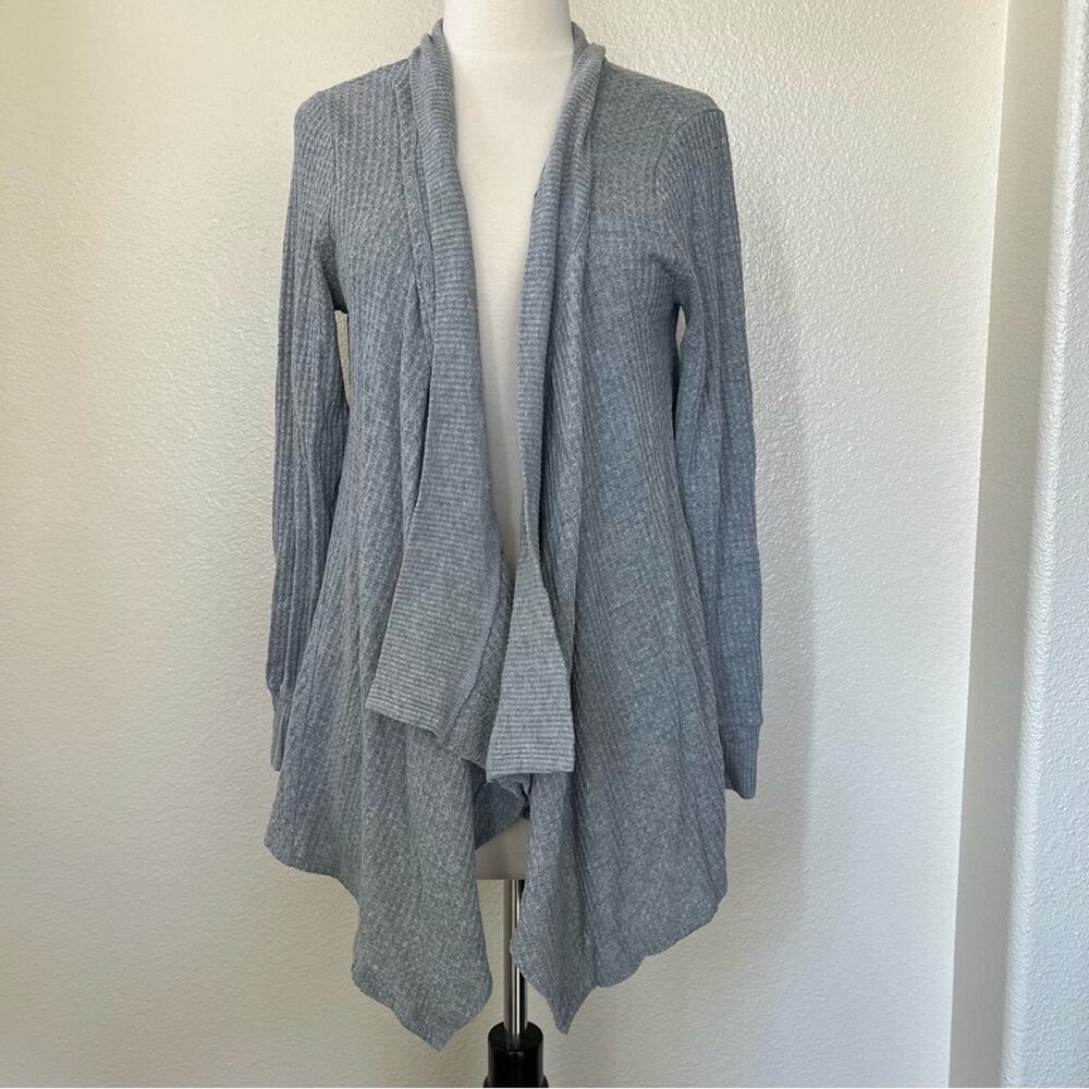 Motherhood Maternity Waffle Knit Gray Open Sweater Cardigan